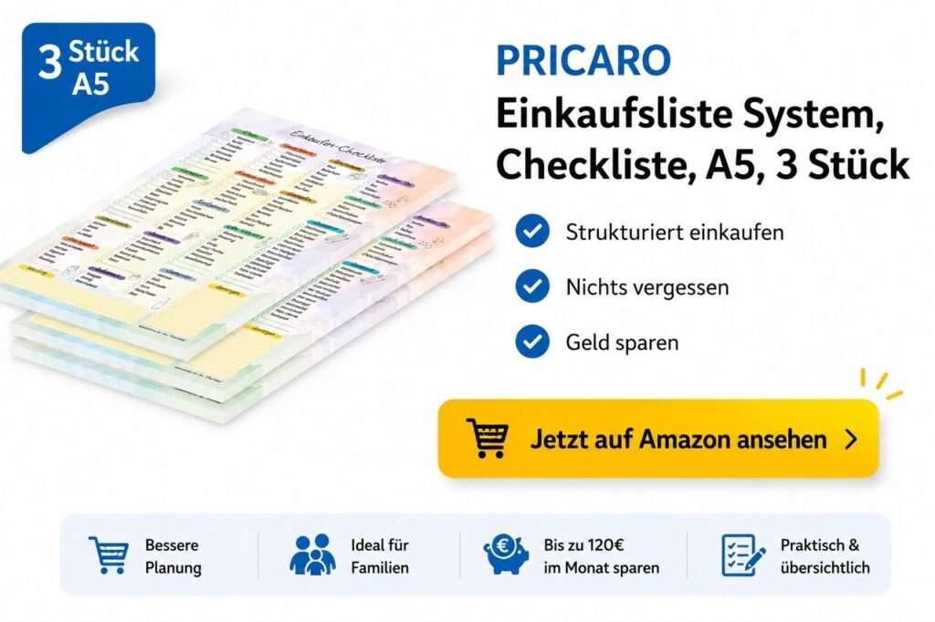PRICARO Einkaufsliste System, Checkliste, A5, 3 Stück auf Amazon kaufen